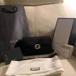 Gucci Dollar Calf Nero Interlock Crossbody Bag